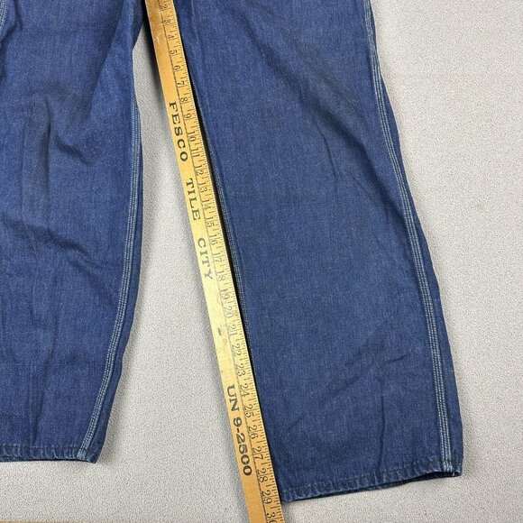 VTG Lee Jelt Denim Sanforized Bib Overalls 32x29 Baggy Union Made USA Distressed - Picture 8 of 11